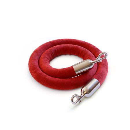 MONTOUR LINE Velvet Rope Red With Pol. Steel Snap Ends 6ft.Cotton Core HDVL510Rope-60-RD-SE-PS